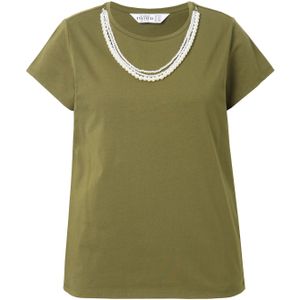 Studio Untold Shirt  olijfgroen / wit