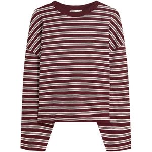 Bershka Shirt  karmijnrood / wit
