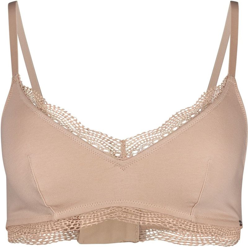 Bralette - Beige - Katoen/Elastaan - Gewatteerd, Verwijderbare Cups