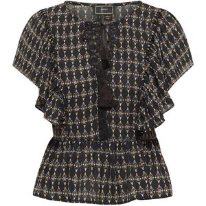 faina Blouse  goudgeel / lichtgrijs / zwart