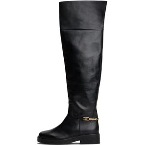 TOMMY HILFIGER Overknee laarzen 'Horsebit'  zwart