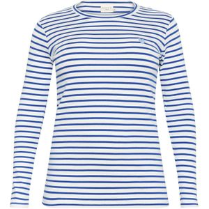 KAFFE - KCLia - Shirt - Donkerblauw/Wit - Lange Mouwen