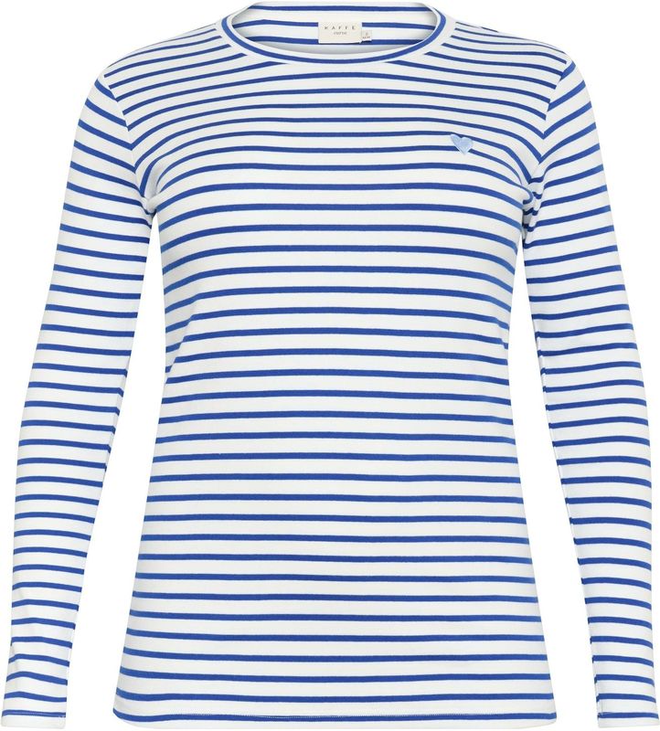 KAFFE - KCLia - Shirt - Donkerblauw/Wit - Lange Mouwen