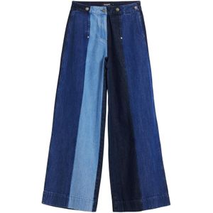 Desigual - Jeans - Blauw - Wide Leg - High Waist