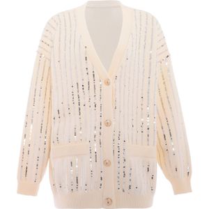 faina Gebreid vest  zilver / wolwit