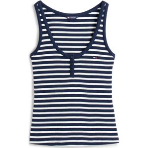Tommy Jeans - Top - Navy/Wit - Mouwloos - Normale Pasvorm