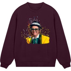 F4NT4STIC Sweatshirt 'TV Times Elton John At The Piano 1977'  bruin / geel / groen / wit