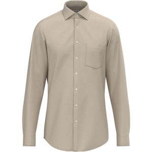 Seidensticker - Flanellen Overhemd - Zwart - Regular 1/1 Kent Kraag Effen