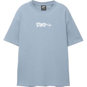 Pull&Bear Shirt 'STWD'  lichtblauw / wit