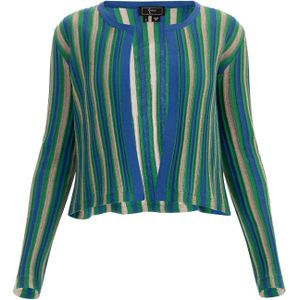 faina Gebreid vest  beige / blauw / grasgroen