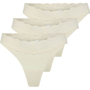 Only - ONLCHLOE LACE S.S THONG - Cloud Dancer - Set van 3 Stuks