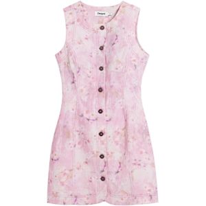 Desigual - Mouwloze Korte Jurk - Multicolor - Denim-effect Stof - Knoopsluiting