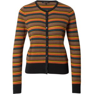 King Louie Gebreid vest 'Marielle'  royal blue/koningsblauw / lichtbruin / mosterd / zwart