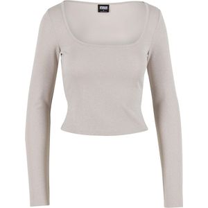 Urban Classics - Ladies Glitter Square Neck Longsleeve - Synthetisch - Lange Mouwen
