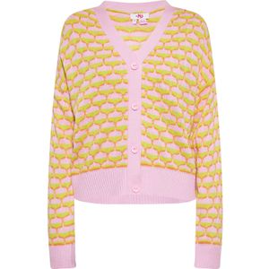 MYMO Gebreid vest  limoen / donkeroranje / rosa