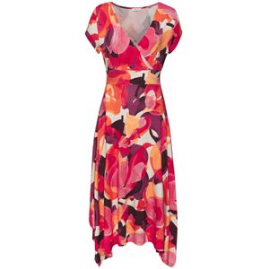 Zomerjurk - Rood/Paar/Pink - Luchtig - Wikkellook - V-hals