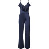 Jumpsuit - Donkerblauw - Stretchjersey - Mouwloos - Verstelbare Spaghettibandjes