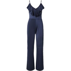 Jumpsuit - Donkerblauw - Stretchjersey - Mouwloos - Verstelbare Spaghettibandjes