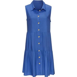 Blousejurk - Royalblauw - Geweven Viscose - Knoopsluiting