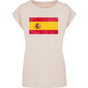 F4NT4STIC Shirt 'Spain Spanien Flagge distressed'  sand / geel / rood