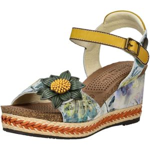 Laura Vita Sandalen met riem  blauw / lichtblauw / geel / groen