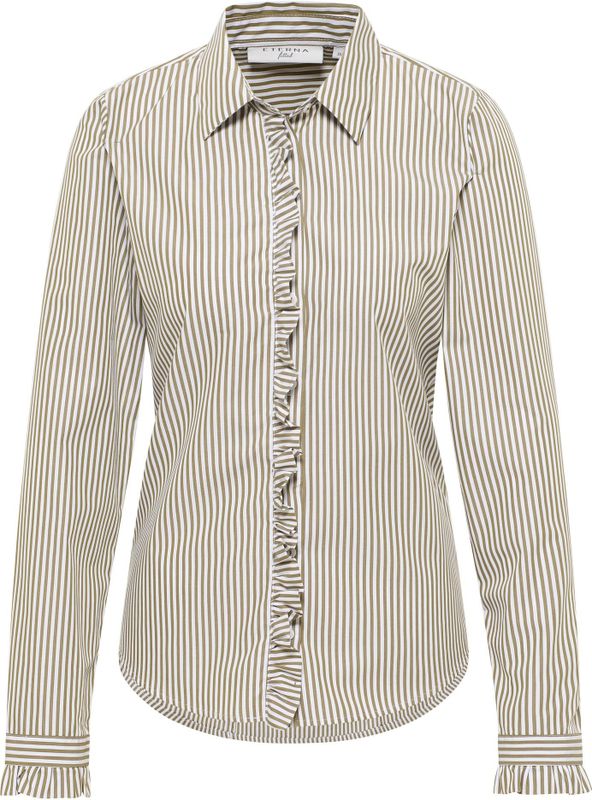 ETERNA - Blouse - Olijfgroen - Klassieke Blouse - Lange Mouw