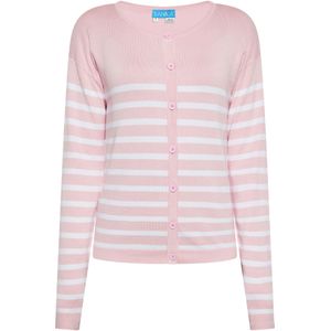 SANIKA Gebreid vest  rosa / wit