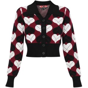 myMo ROCKS Gebreid vest  bourgogne / zwart / wit