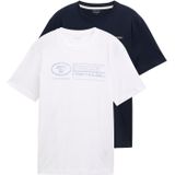 Tom Tailor - T-shirt - Wit - 2-delig - Met Logoprint