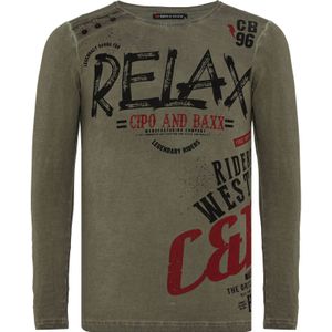 CIPO & BAXX Shirt  kaki / bloedrood / zwart