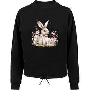 F4NT4STIC Sweatshirt 'Cute Easter Bunny with Flowers'  nude / kaki / zwart / wit