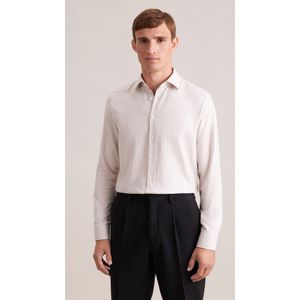 Seidensticker - Flanellen Overhemd - Zwart - Slim 1/1 Kentkraag Visgraat