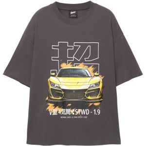 Pull&Bear Shirt  geel / donkergrijs / zwart / wit