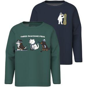 NAME IT Shirt 'NMMVUX'  donkerblauw / donkerbruin / donkergroen / wit