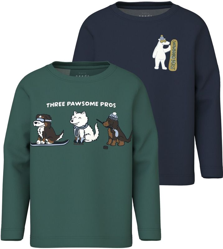 NAME IT Shirt 'NMMVUX'  donkerblauw / donkerbruin / donkergroen / wit