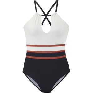 Look - Colourblocking - Badpak - Wit/Zwart - Verwijderbare Softcups