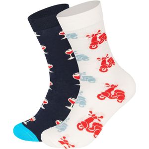 Happy Socks Sokken 'Scooter and Wine'  navy / smoky blue / rood / wit