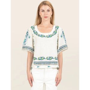 Odd Molly Shirt 'The Plate'  lichtbeige / blauw / donkerblauw / groen