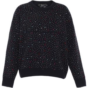 faina Trui  lichtblauw / rood / zwart / zilver