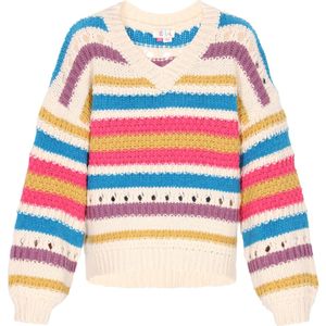 IZIA Oversized trui  azuur / mauve / framboos / wolwit