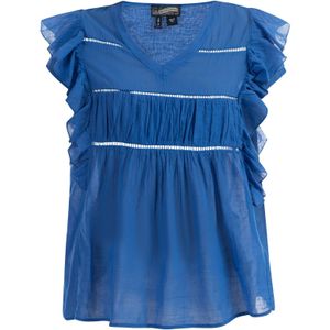 DreiMaster - Blouse - Blauw - Katoen - Casual Design