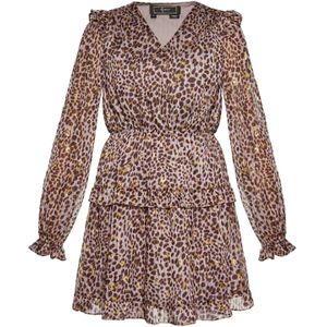 faina Jurk  bruin / goud / lichtgrijs / mauve