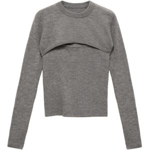 MANGO Trui 'CASTLE'  donkergrijs