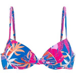 Look - Beugelbikini - Blauw/Pink Gedessineerd - Gewatteerd - Recycling-Polyamide