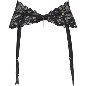 Jette Joop - Jarretelgordeltje - Zwart/caramel - Sexy Lingerie - Bloemige Kant met Glitteraccessoire