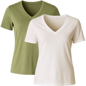 C&City Shirt  lichtbeige / olijfgroen