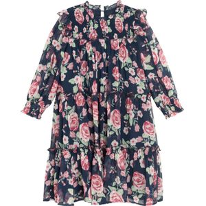 Cool Club Jurk  navy / lichtgroen / rosa / cranberry