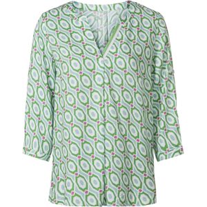 Gedessineerde Blouse - Ecru/Mint - 100% Viscose