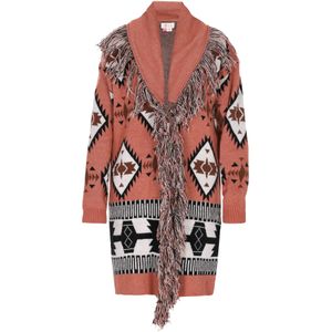 IZIA Gebreid vest  bruin / roestbruin / zwart / wit