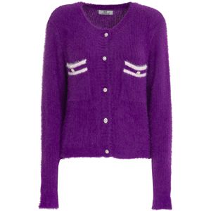 Influencer Gebreid vest 'Fluffly '  lila / wit